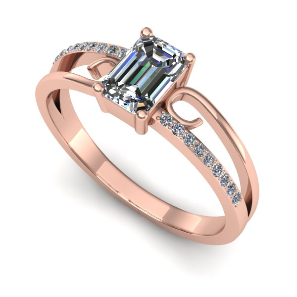 Inel de logodna din aur roz cu safir alb