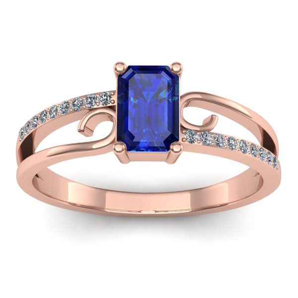 Inel cu safir dreptunghiular