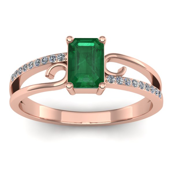 Inel cu smarald dreptunghiular