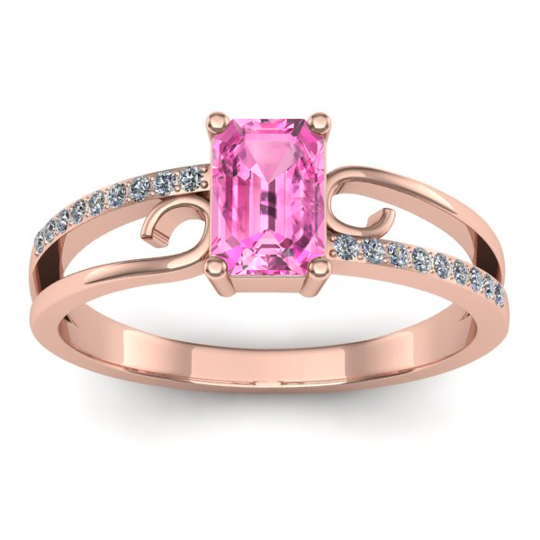 Inel de logodna cu safir roz dreptunghiular