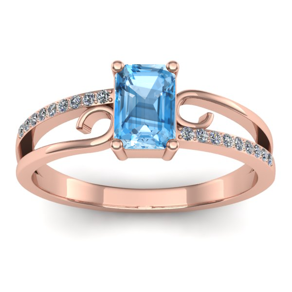 Inel cu topaz blue dreptunghiular