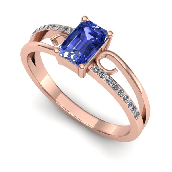 Inel din aur roz cu tanzanit