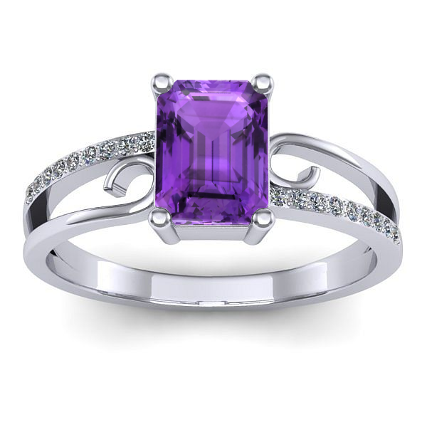 Inel de logodna cu ametist dreptunghiular