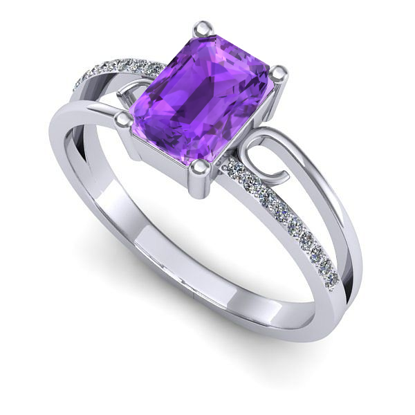 Inel de logodna din aur alb cu ametist