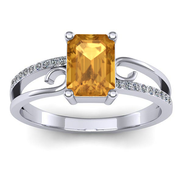 Inel cu citrin dreptunghiular