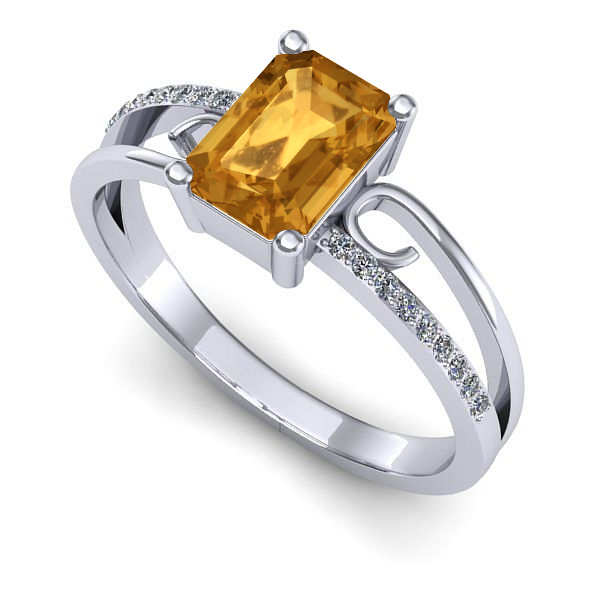 Inel din aur alb cu citrin