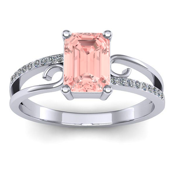 Inel de logodna cu diamant de laborator roz dreptunghiular