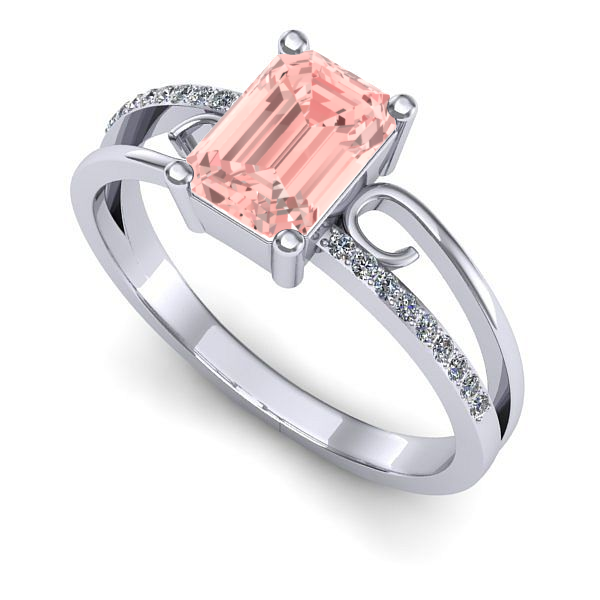 Inel din aur alb cu diamant de laborator roz