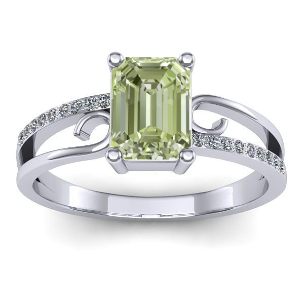 Inel cu diamant de laborator verde dreptunghiular