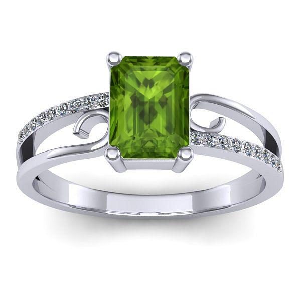 Inel logodna cu peridot dreptunghiular