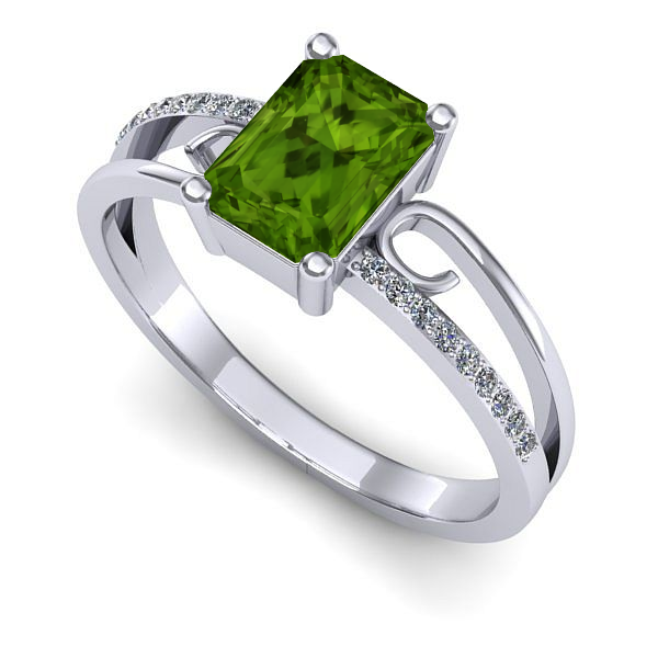 Inel de logodna din aur alb cu peridot