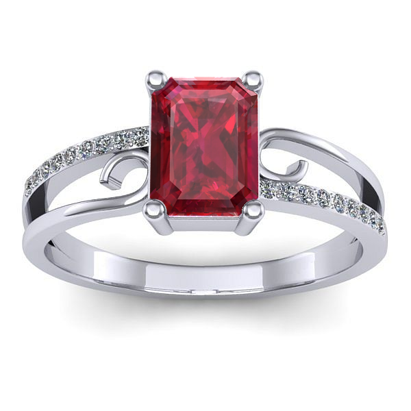 Inel logodna cu rubin dreptunghiular