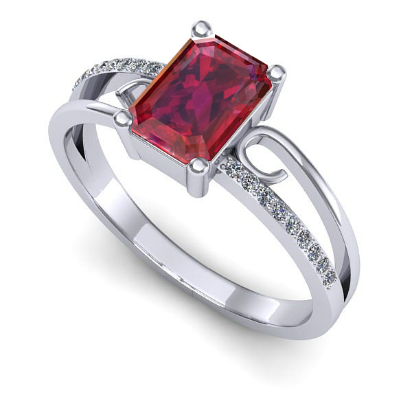 Inel din aur alb cu rubin