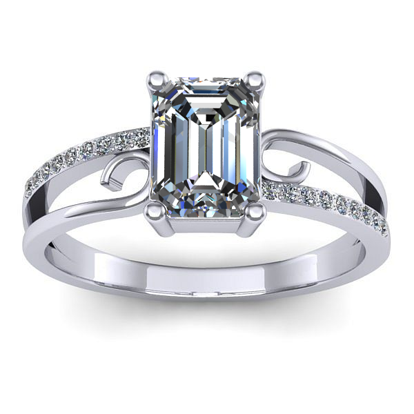 Inel logodna cu diamant de laborator dreptunghiular