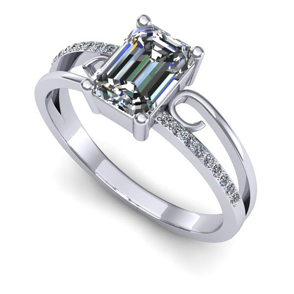 Inel din aur alb cu diamant de laborator