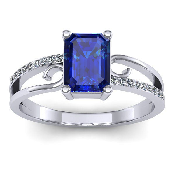 Inel de logodna cu safir dreptunghiular
