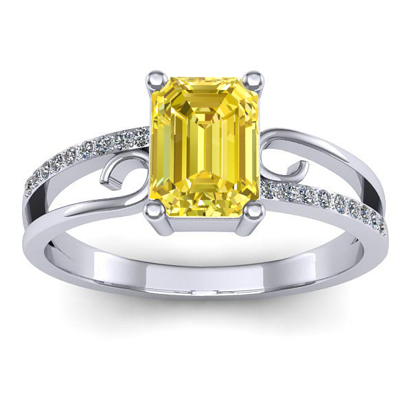 Inel de logodna cu safir galben dreptunghiular