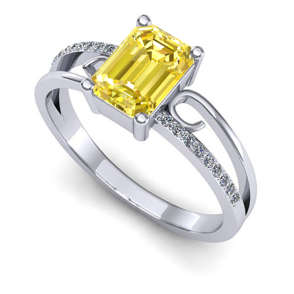 Inel din aur alb cu safir galben