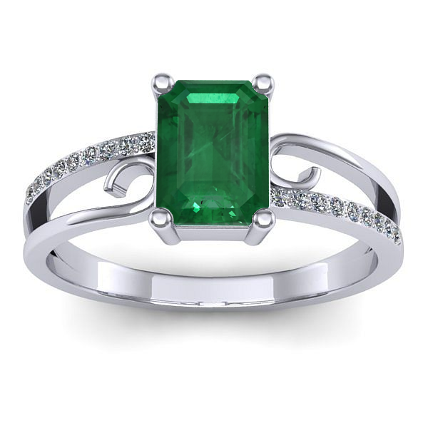 Inel de logodna cu smarald dreptunghiular