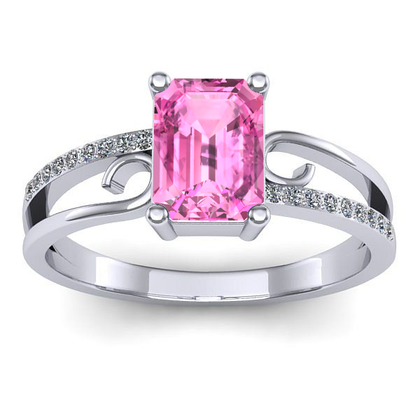 Inel de logodna cu safir roz dreptunghiular
