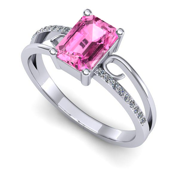 Inel din aur alb cu safir roz