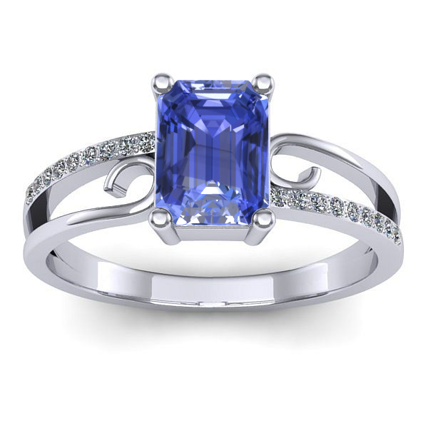 Inel de logodna cu tanzanit dreptunghiular
