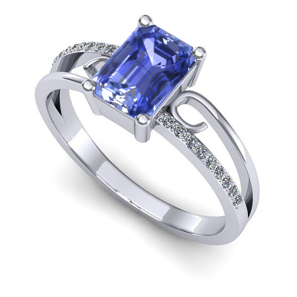 Inel de logodna din aur alb cu tanzanit
