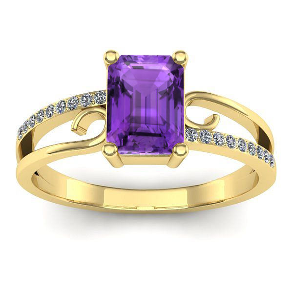 Inel cu ametist dreptunghiular