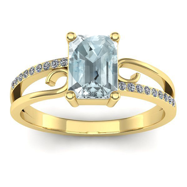 Inel logodna cu aquamarin dreptunghiular