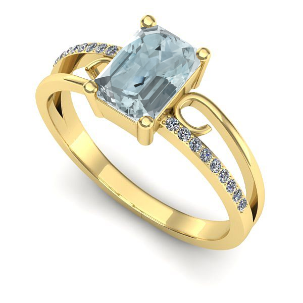 Inel din aur galben cu aquamarin