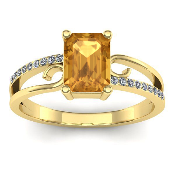 Inel logodna cu citrin dreptunghiular