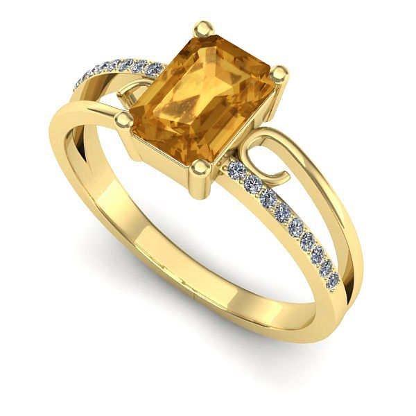 Inel din aur galben cu citrin