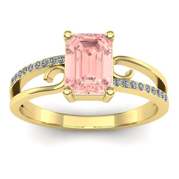 Inel logodna cu diamant de laborator roz dreptunghiular