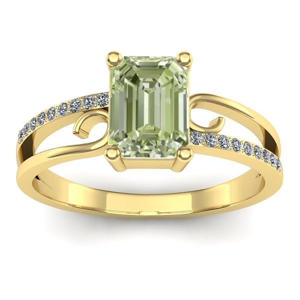 Inel de logodna cu diamant de laborator verde dreptunghiular