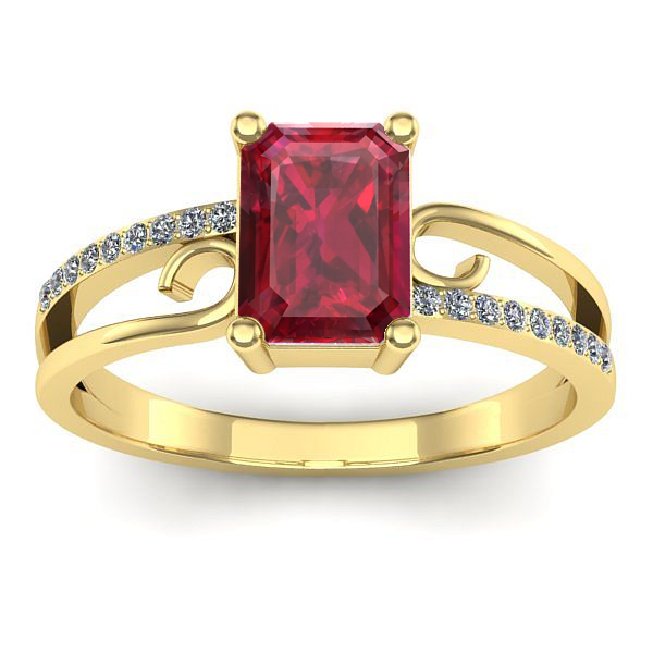 Inel cu rubin dreptunghiular