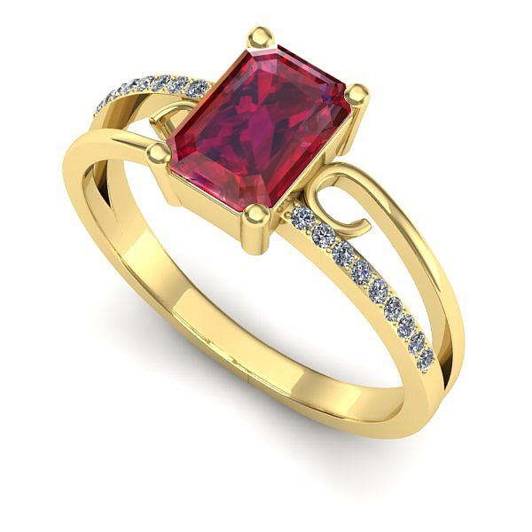 Inel logodna din aur galben cu rubin