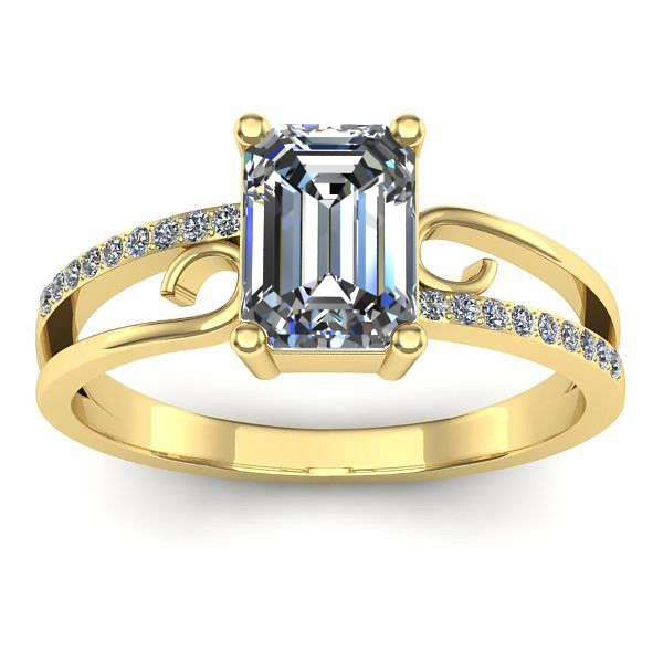 Inel logodna cu diamant de laborator dreptunghiular