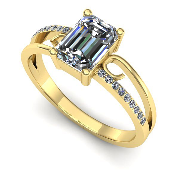 Inel logodna din aur galben cu safir alb