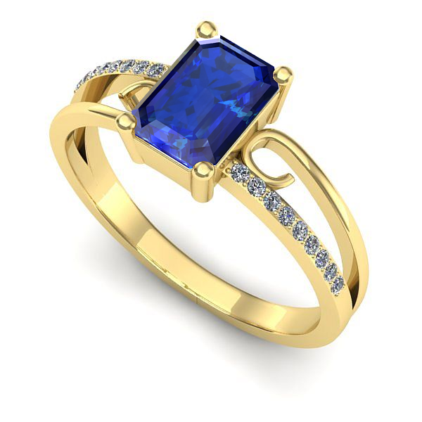 Inel din aur galben cu safir