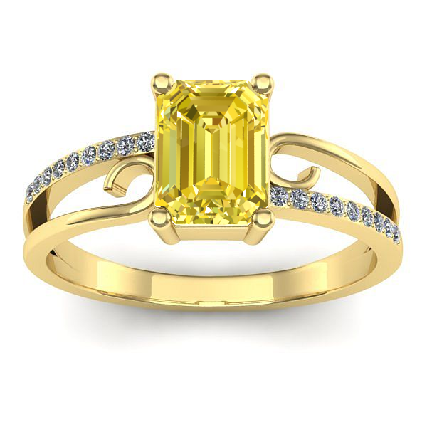 Inel de logodna cu safir galben dreptunghiular