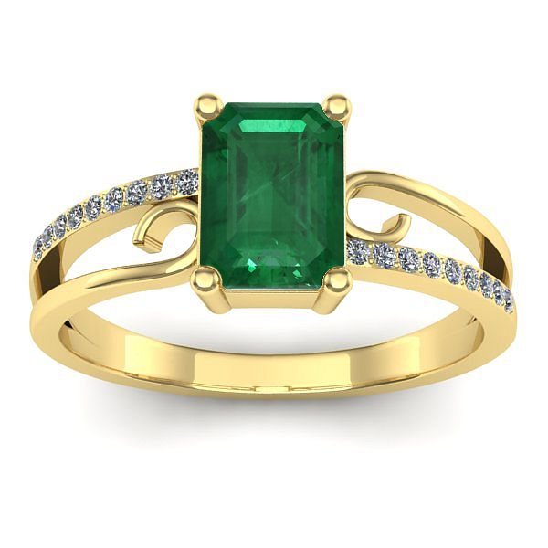 Inel de logodna cu smarald dreptunghiular