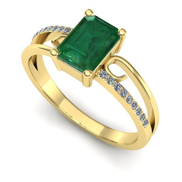 Inel de logodna din aur galben cu smarald