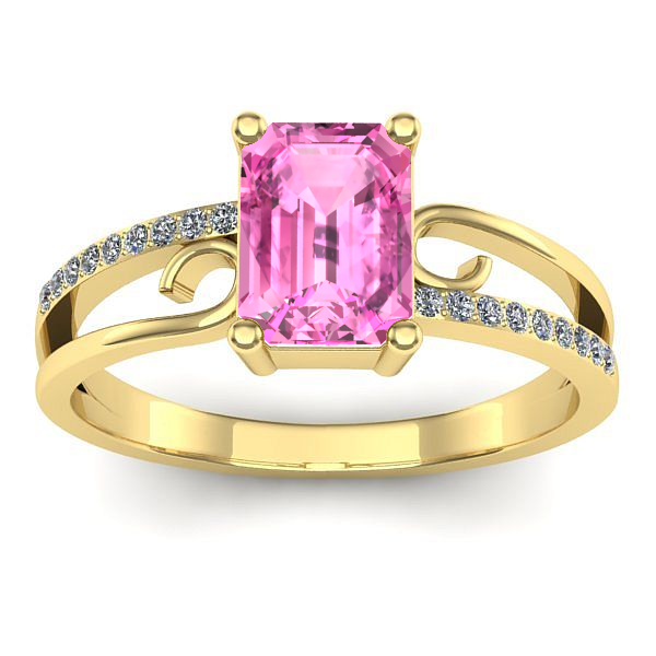 Inel cu safir roz dreptunghiular