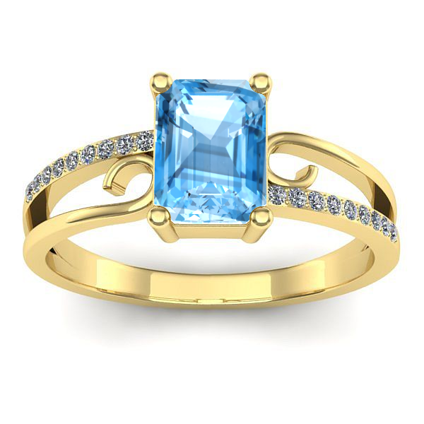Inel logodna cu topaz blue dreptunghiular