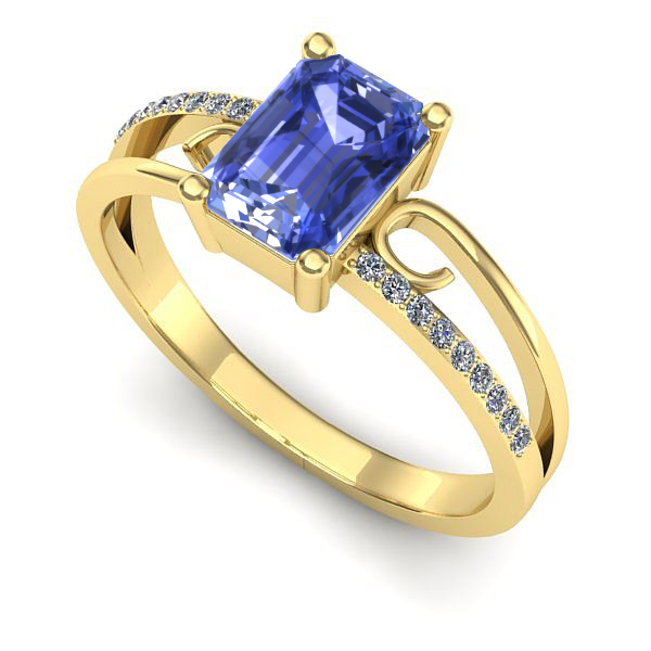 Inel de logodna din aur galben cu tanzanit