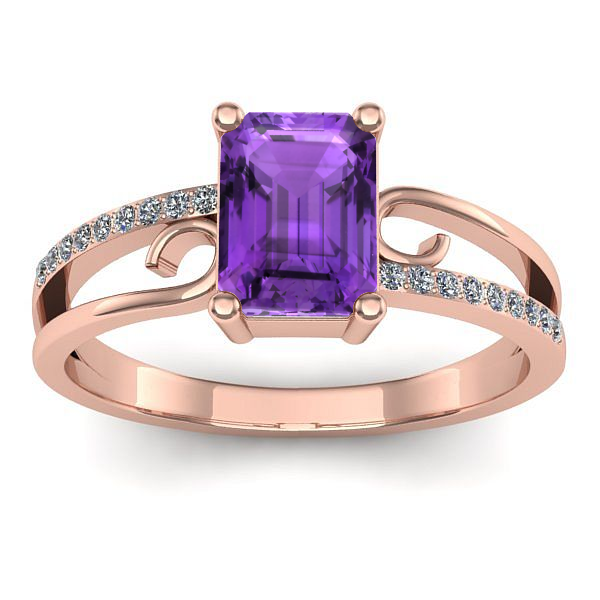 Inel de logodna cu ametist dreptunghiular
