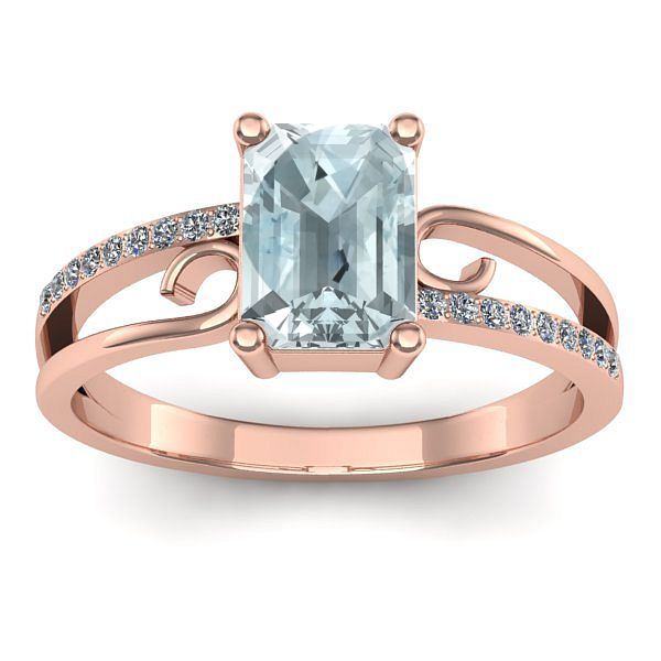 Inel logodna cu aquamarin dreptunghiular