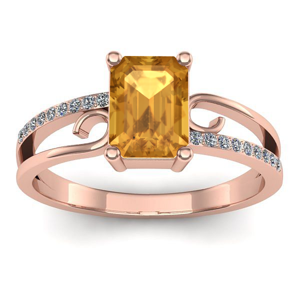 Inel logodna cu citrin dreptunghiular