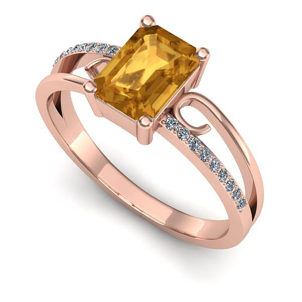 Inel din aur roz cu citrin