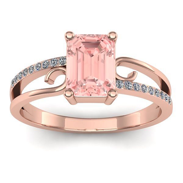 Inel cu diamant de laborator roz dreptunghiular